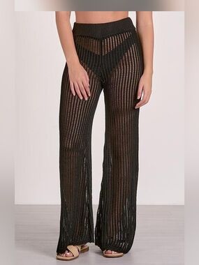 New! Sensei Sheer Knit Wide-Leg Pants — Black